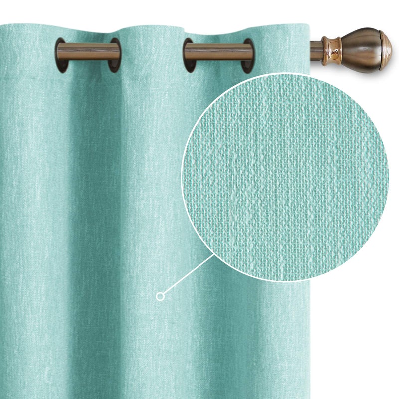 LORDTEX Linen Look Textured Blackout Curtains with Thermal Insulated Liner - Heavy Thick Grommet Window Drapes for Bedroom, 40 x 84 Inches, Seafoam, Set of 2 Panels - Image 2